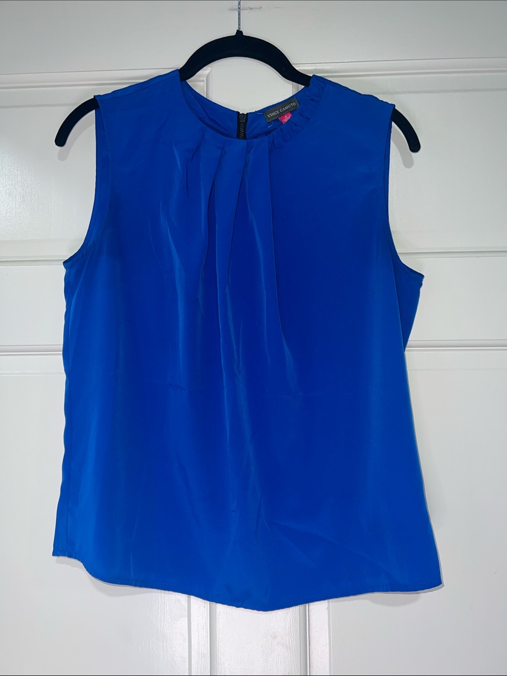 Vince Camuto Sleeveless Pleated Shell Top - Cobalt Blue